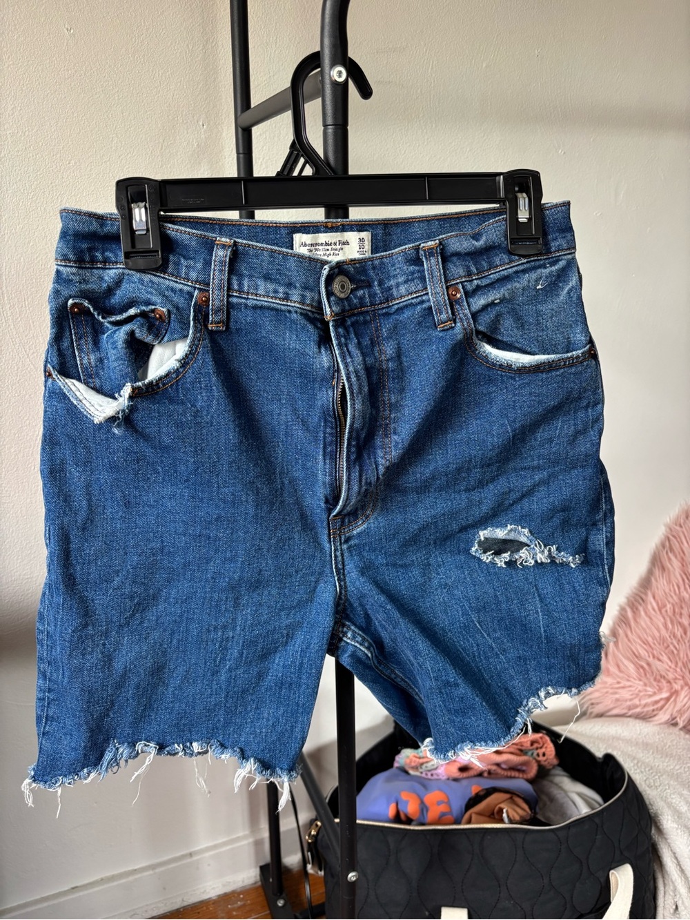 Abercrombie & Fitch Distressed Blue Denim Cutoff Shorts